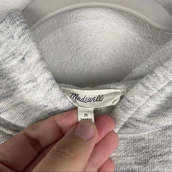 Madewell Light Gray Side Slit Hoodie Sweatshirt Pullover - Picture 6 of 8